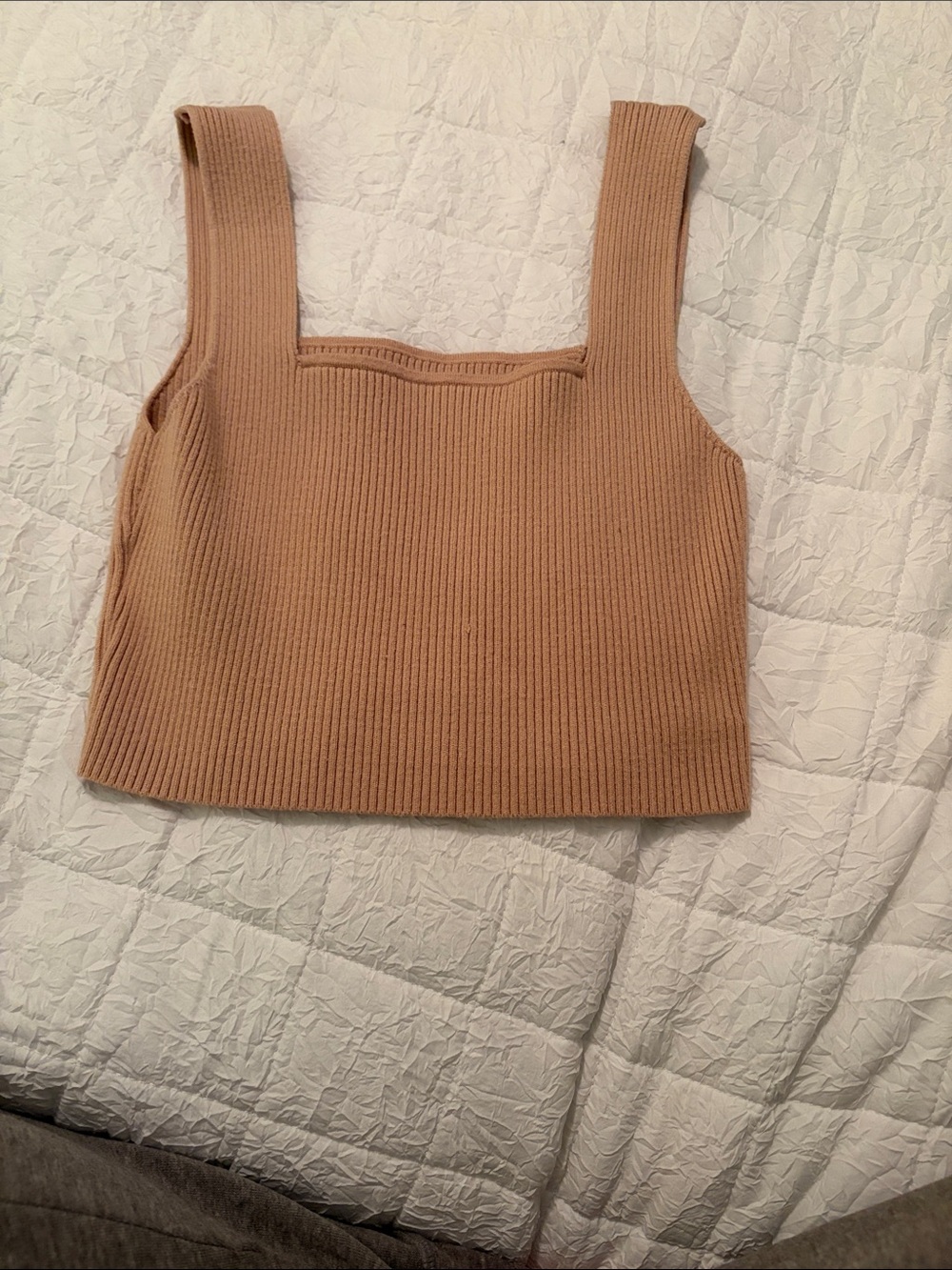 Women’s Tan Ribbed Crop Tank